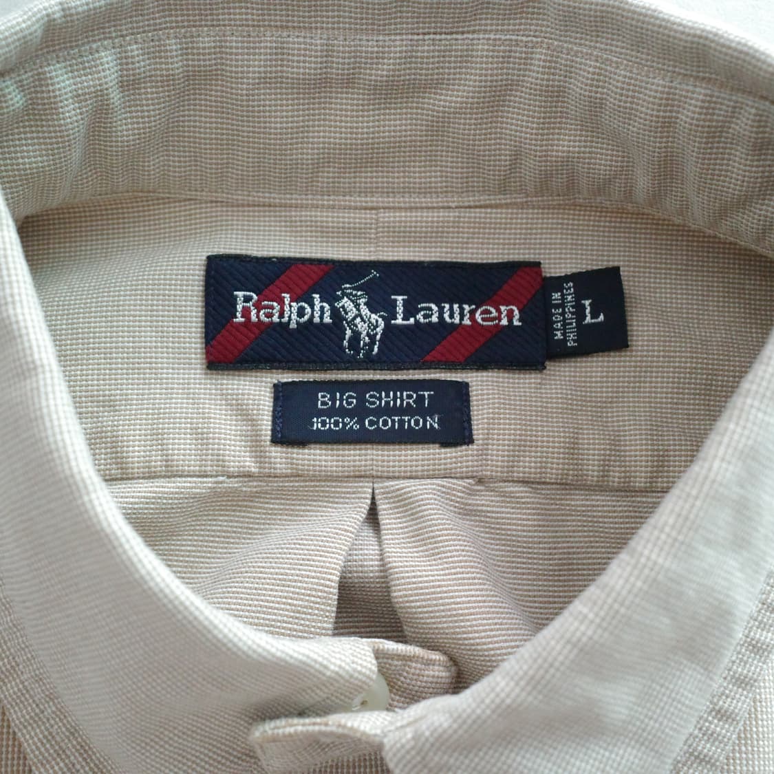 90s 폴로 랄프로렌 빅셔츠 카키 버튼다운 옥스포드 셔츠 L 상품이미지5
