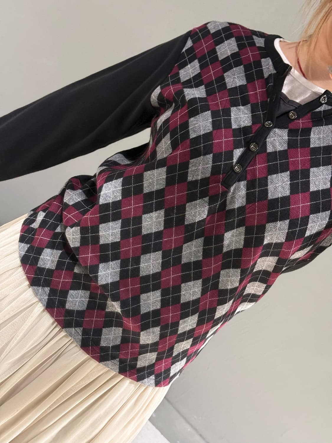 Argyle pattern layered long sleeve 상품이미지3