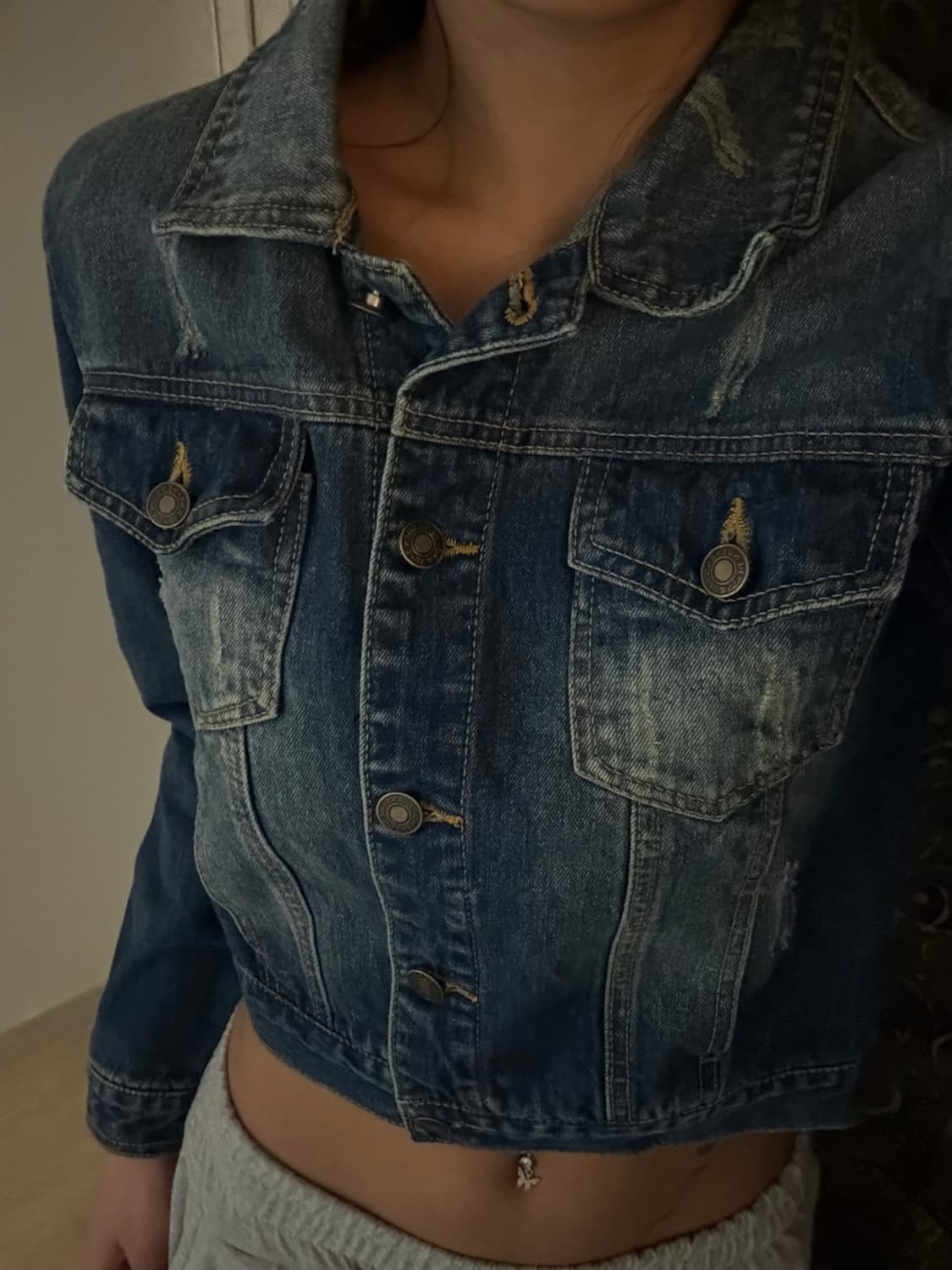 빈티지 슬림핏 크롭 데님자켓 상품이미지1