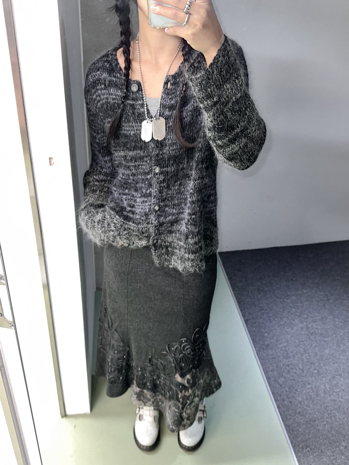 gray mix color hairy cardigan 상품이미지5