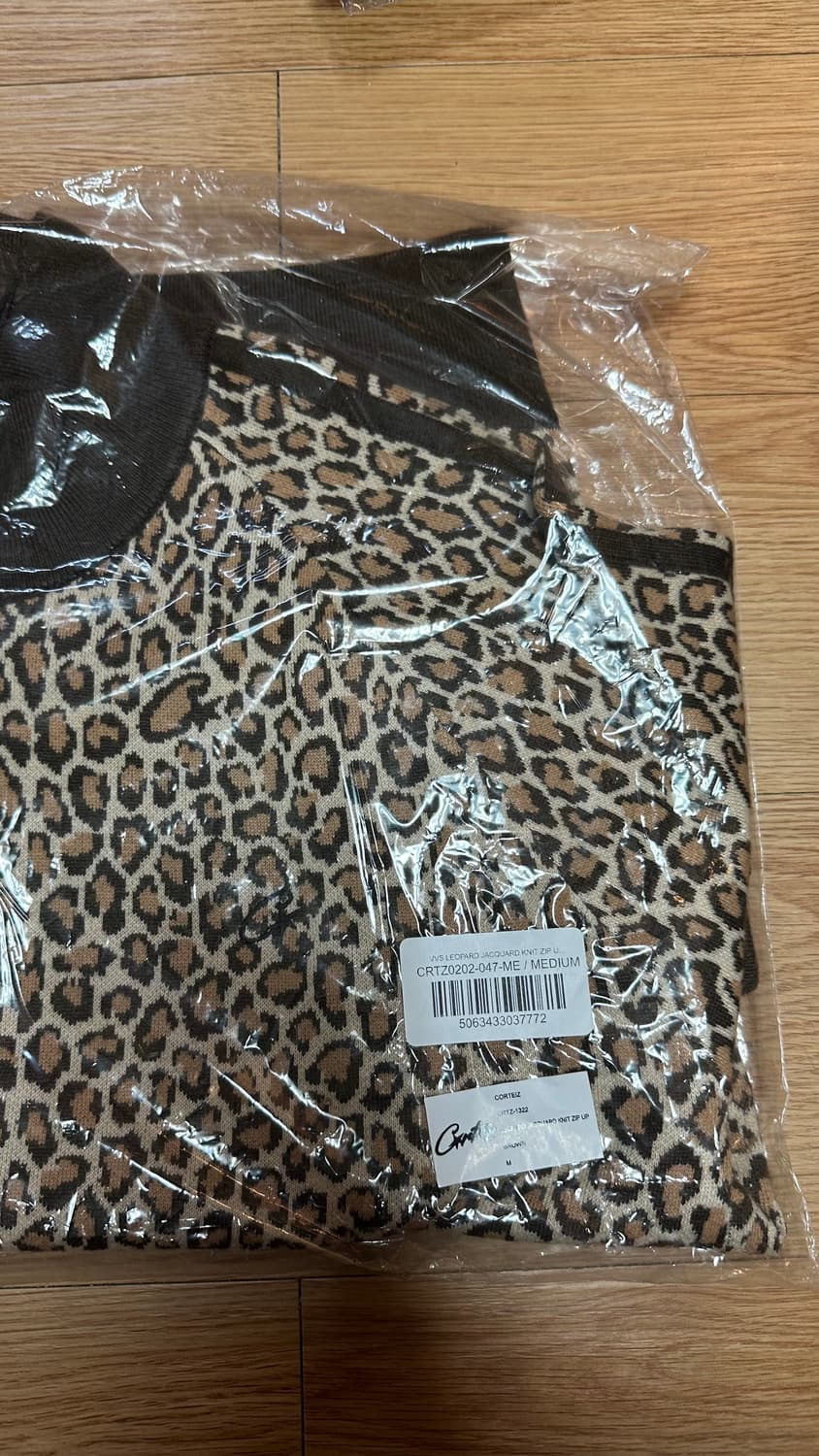 M) 코르테이즈 VVS 레오파드 호피 자카드 니트 집업 트랙 자켓 상품이미지5