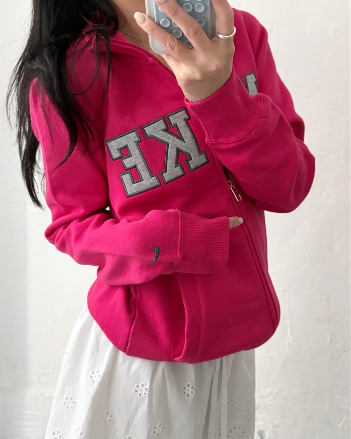 Nike 나이키 스펠로고 핑크컬러 코튼 집업 상품이미지3