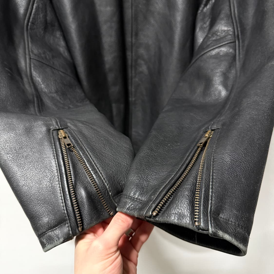 VTG 빈티지 빅사이즈 100% 카우하이드 퀼팅 싱글 집업 소가죽 자켓 상품이미지6