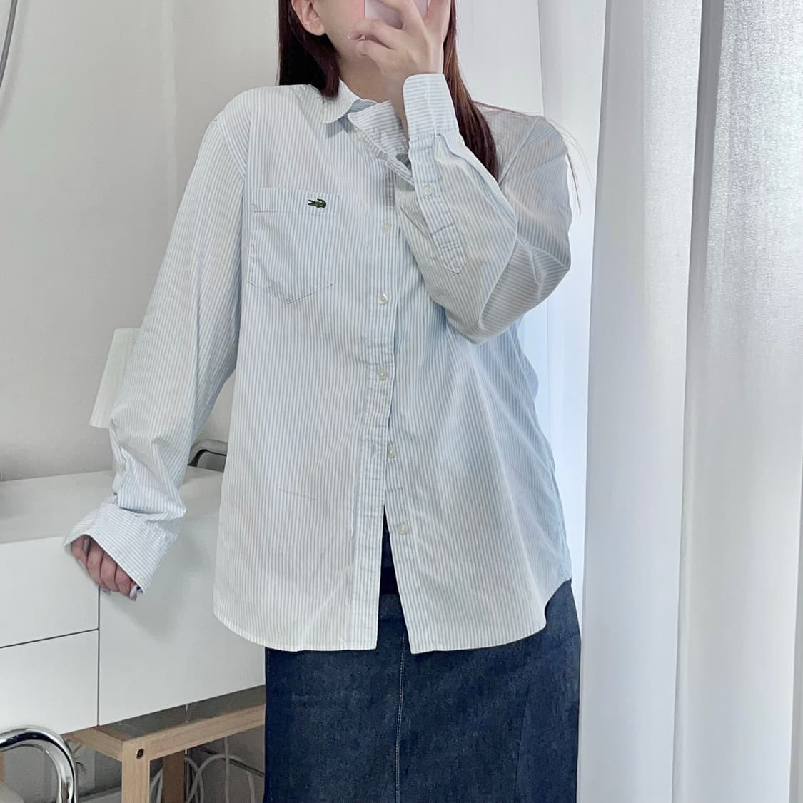 [정품] 라코스테 소라화이트 스트라이프 포켓 셔츠 [ 40 ] 상품이미지1