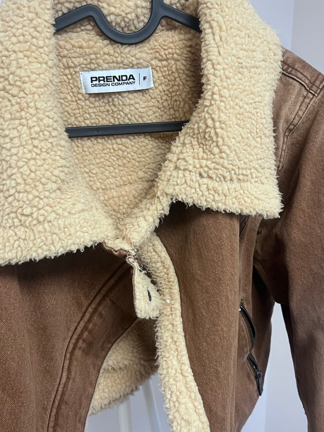 프렌다 데님 셔링 무스탕 자켓 브라운 상품이미지5