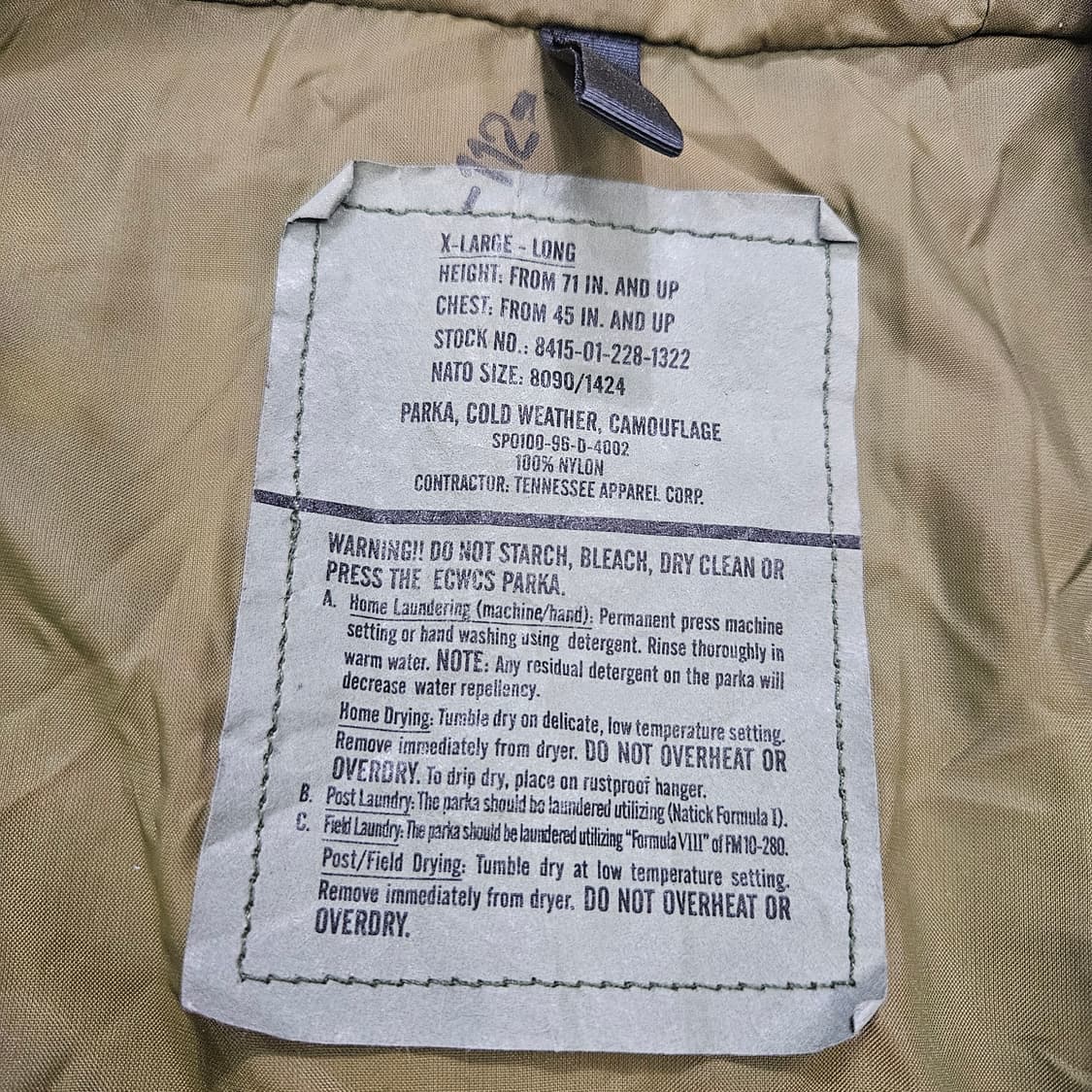 미군 우드랜드 고어텍스 파카 XL 상품이미지4