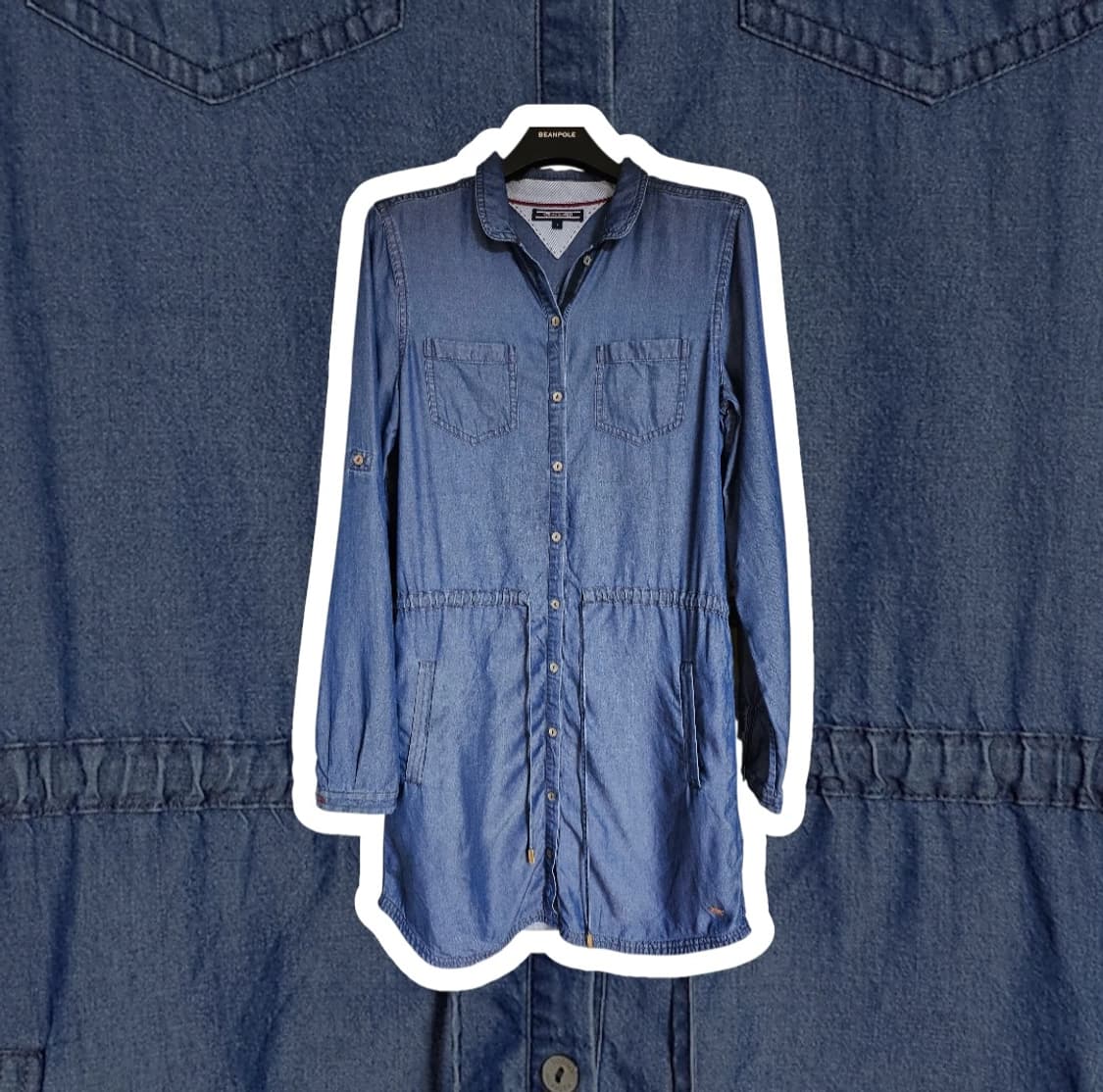 봄데일리룩 | 타미힐피거 데님 셔츠 원피스 55 | 벨트포함 A라인핏 상품이미지10