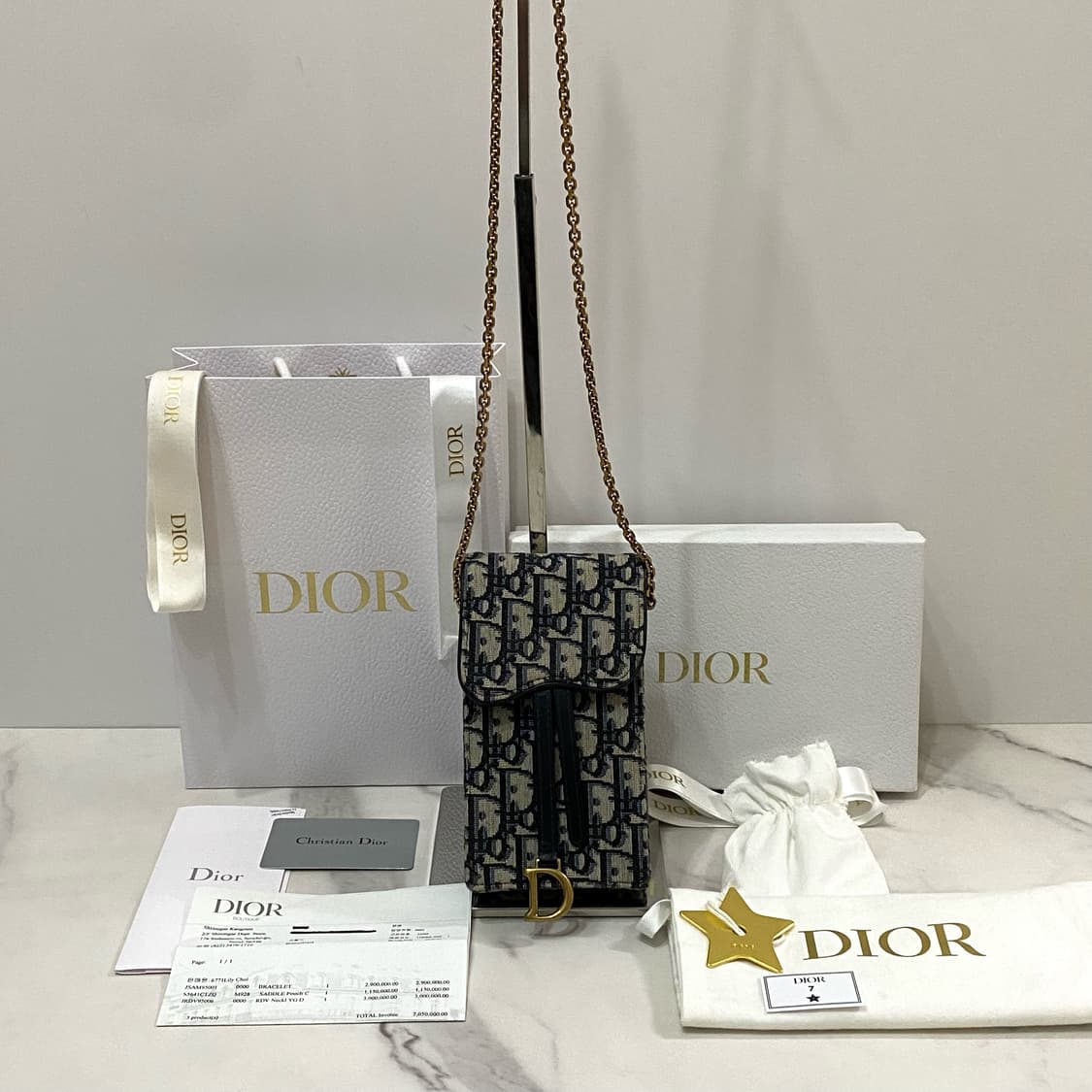 거의새것 디올 새들 오블리크 자카드 버티컬 파우치 휴대폰 가방 상품이미지1