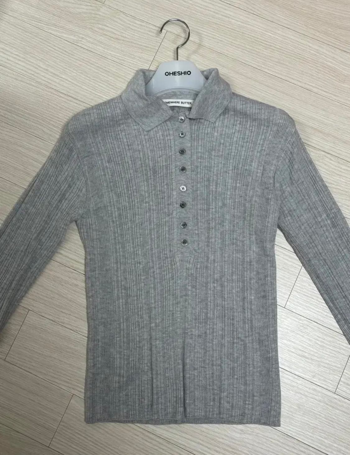 썸웨어버터 Henry Collar Knit - Grey 니트 상품이미지5