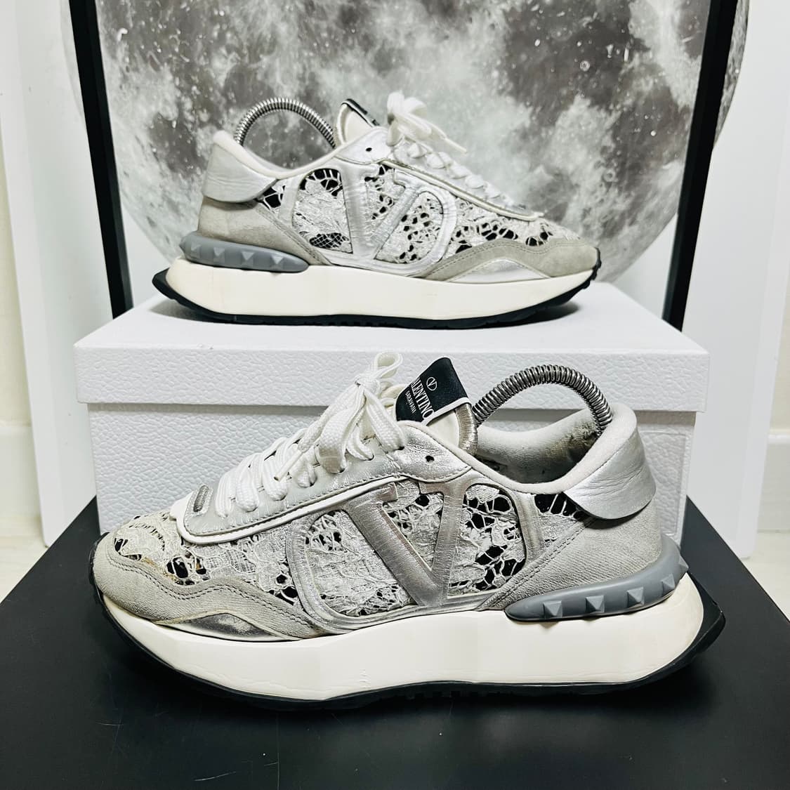 정품 36.5) 발렌티노 메탈릭 레이스 스니커즈 230~235 상품이미지1