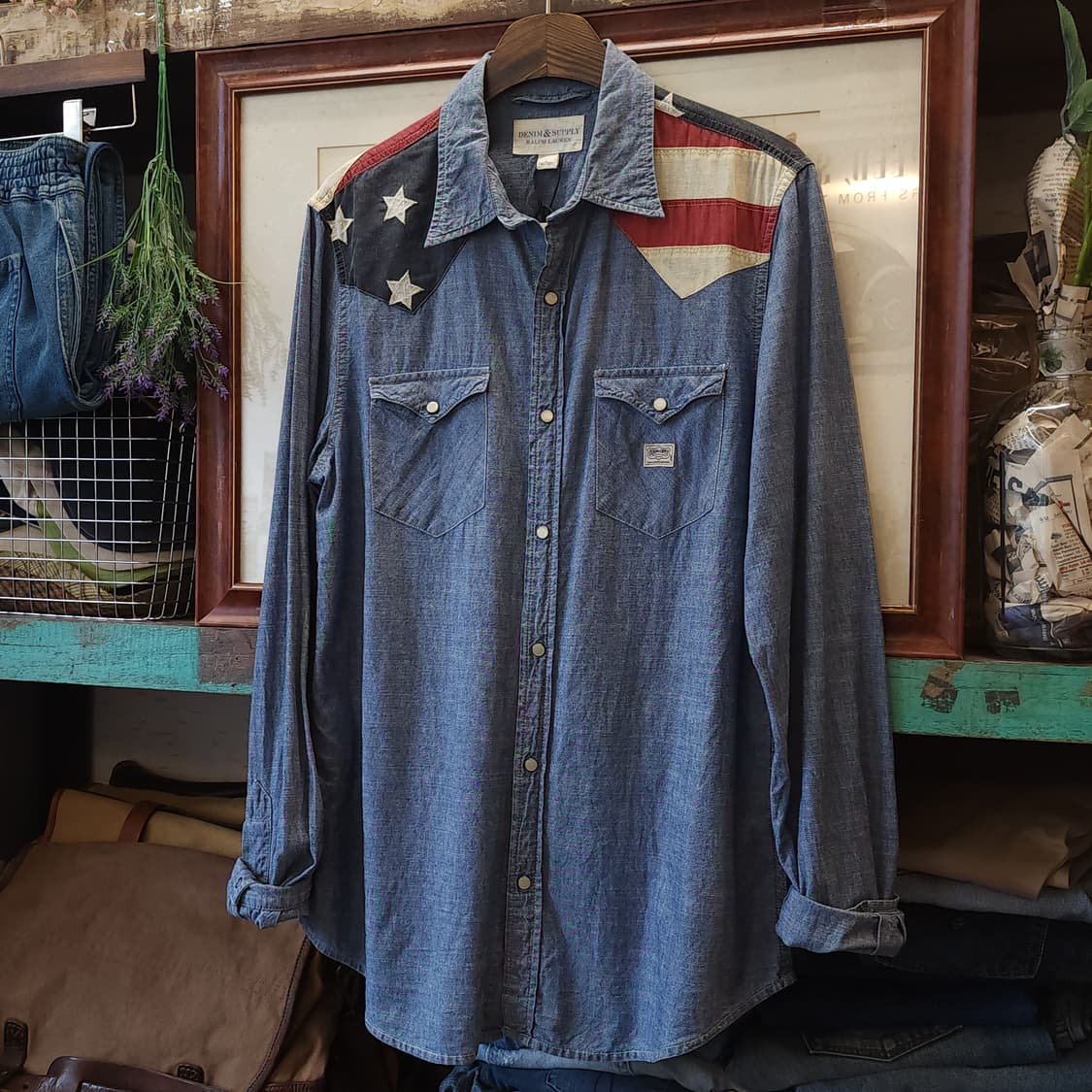 폴로 데님앤서플라이 성조기 샴브레이 워크셔츠 L 상품이미지1