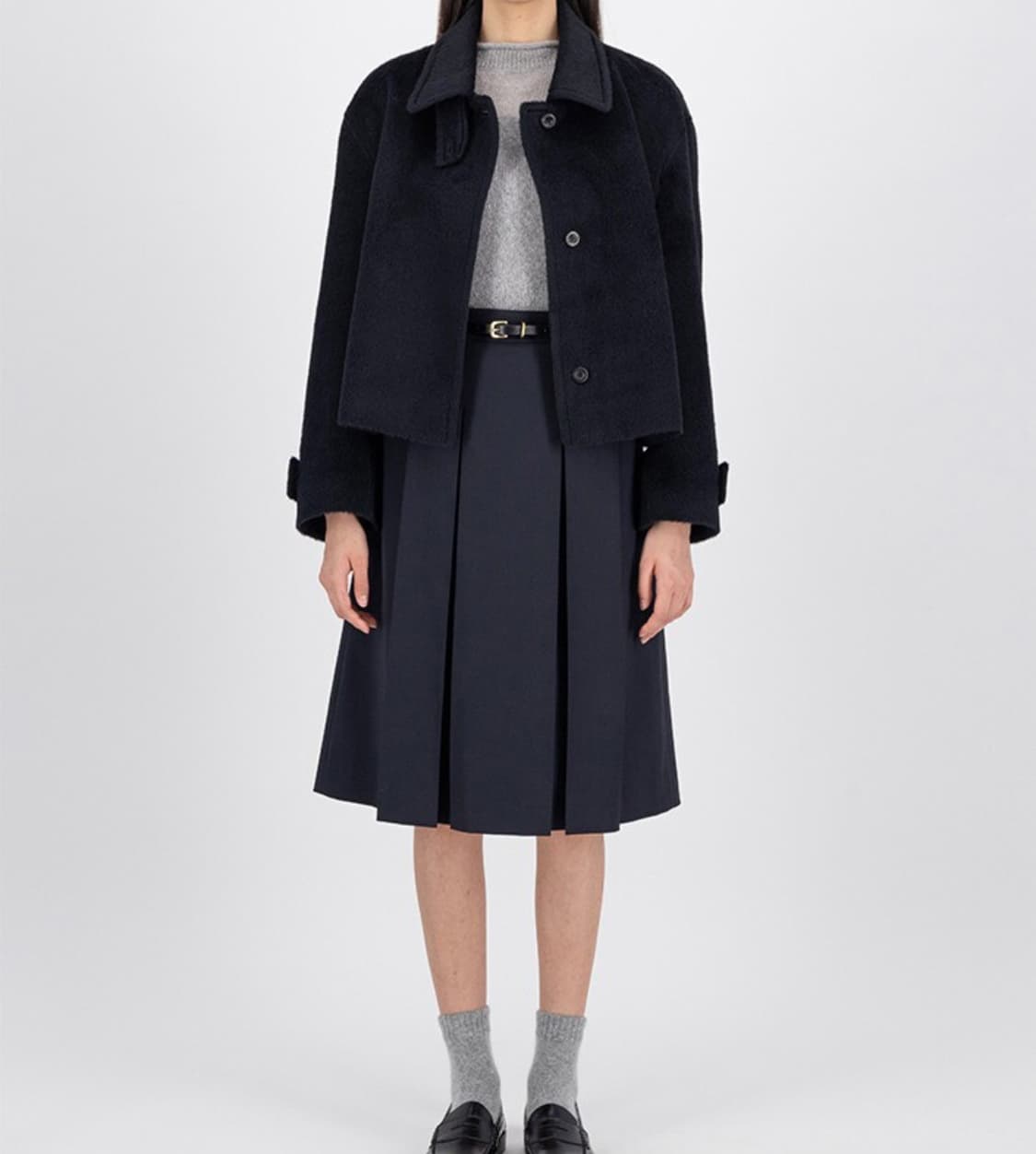 모이아 moia neat pleats skirt, M, navy 상품이미지3