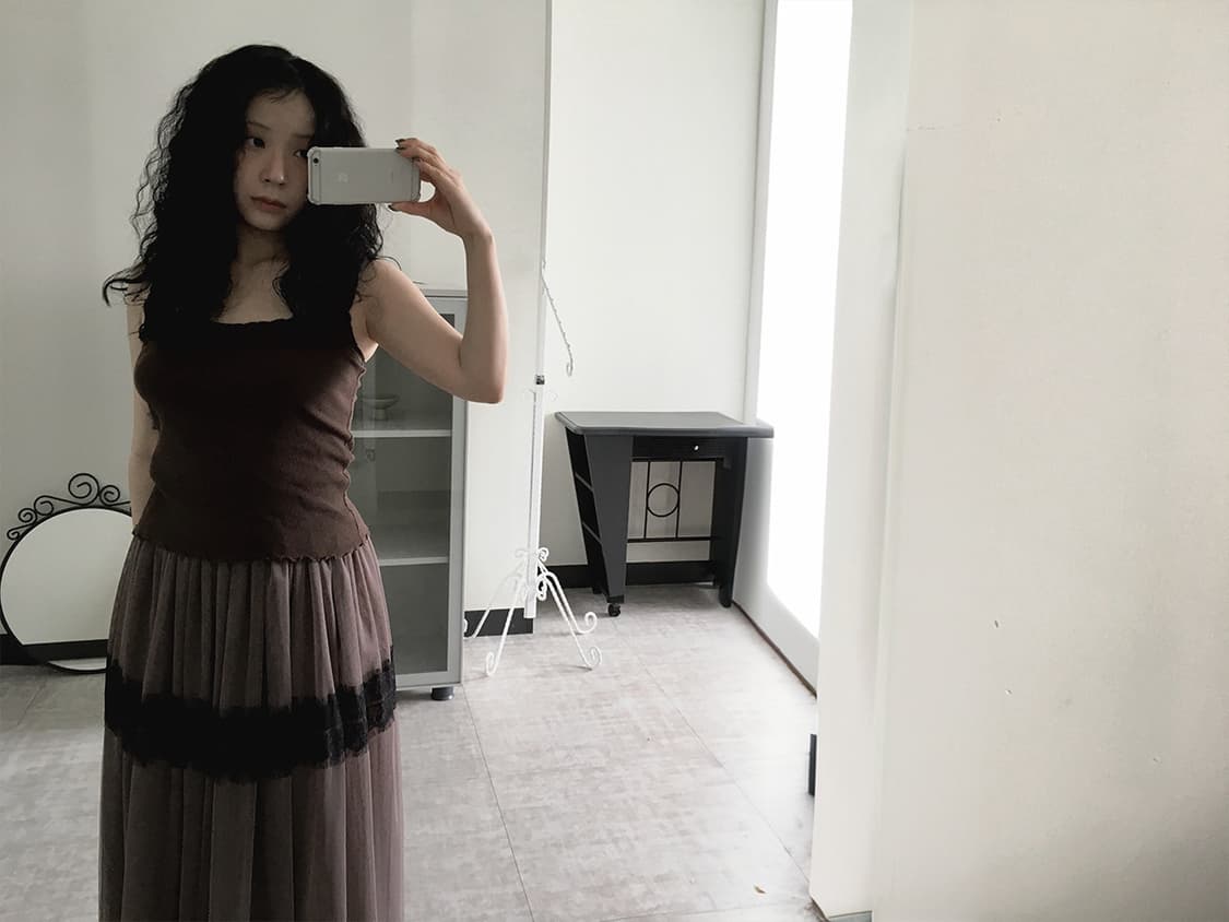 vintage mauve lace maxi skirt 상품이미지2