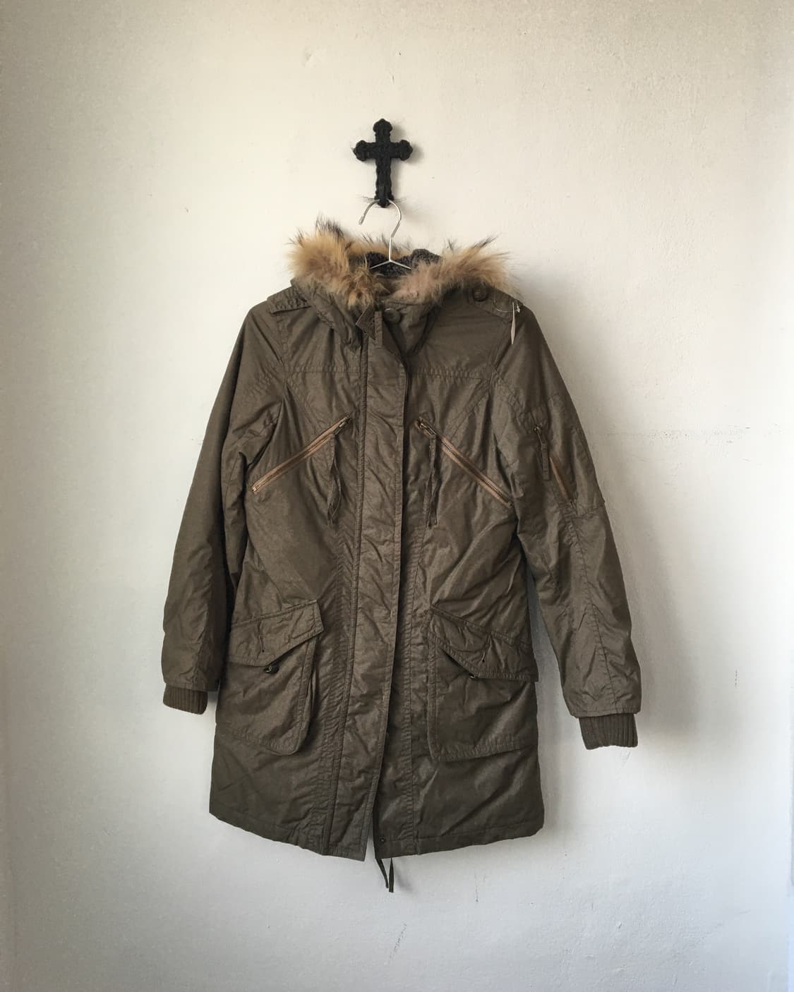 Fake fur hood filed jacket 상품이미지2