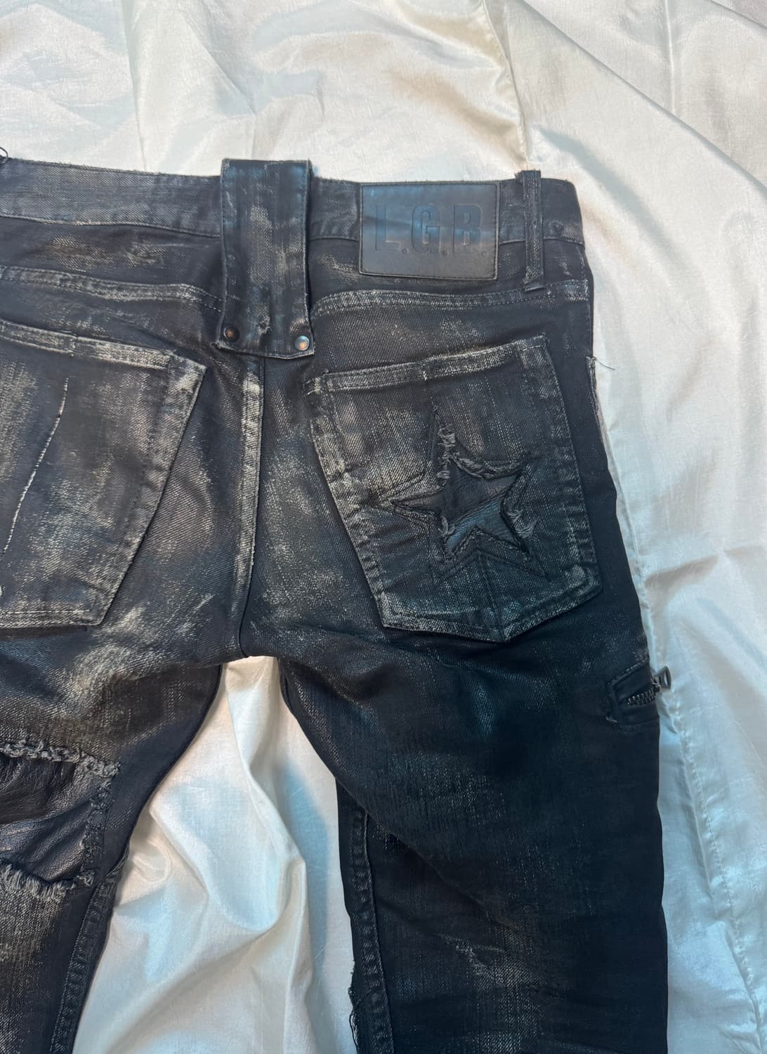 L.G.B leather cross patch coating denim 상품이미지5