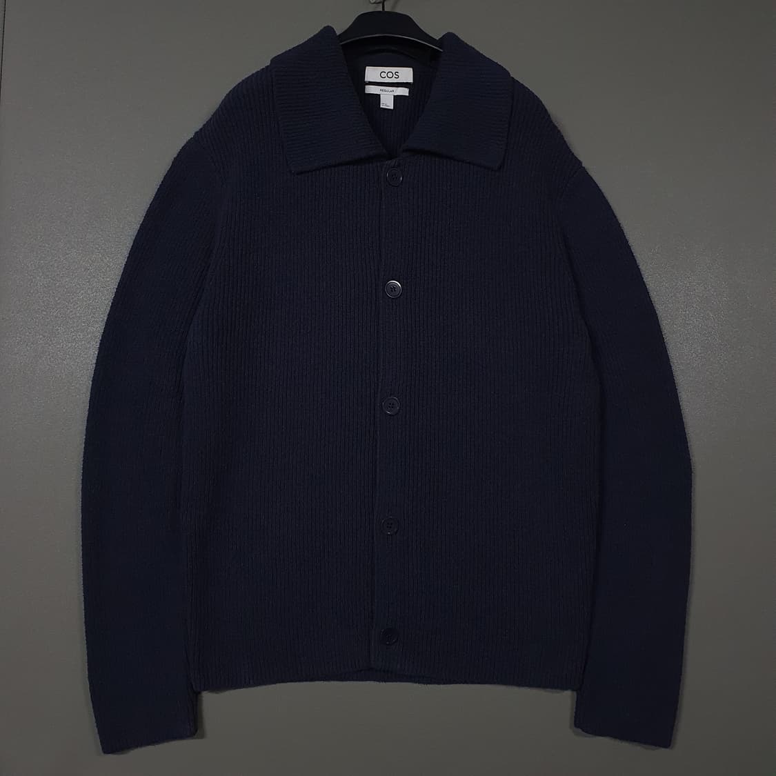 실측 L (100) COS 코스 부클레 니트 스웨터 가디건 네이비 이동휘 상품이미지1