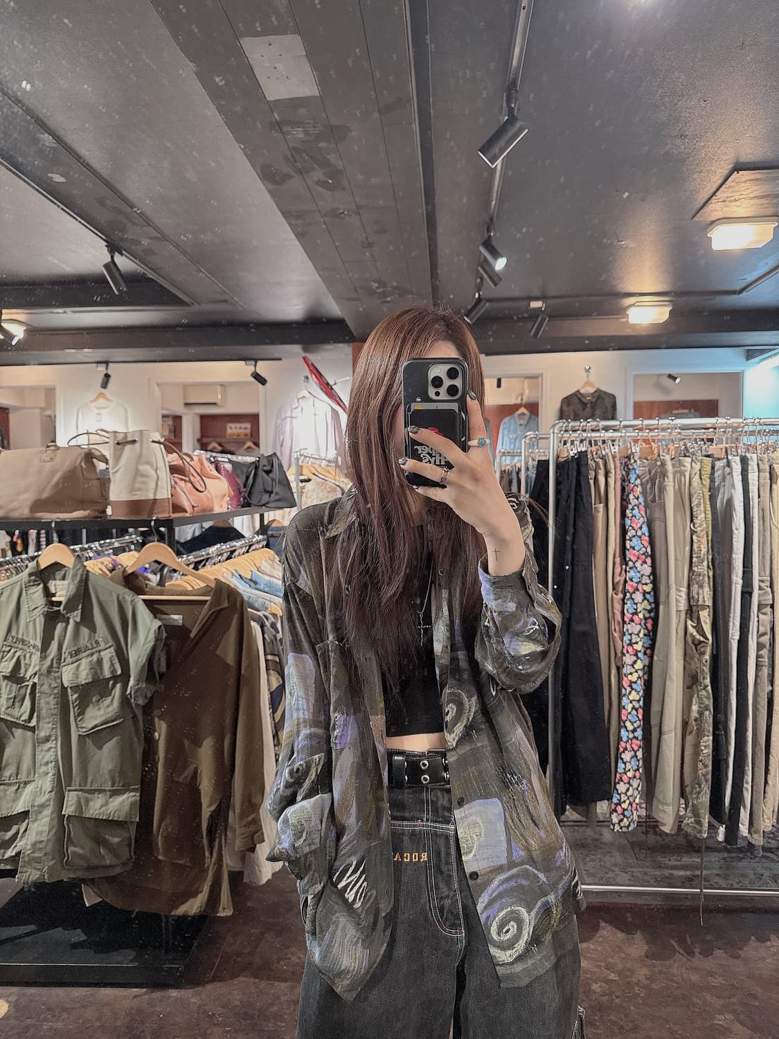 일본빈티지 패턴 카라 블라우스 셔츠 M 상품이미지1