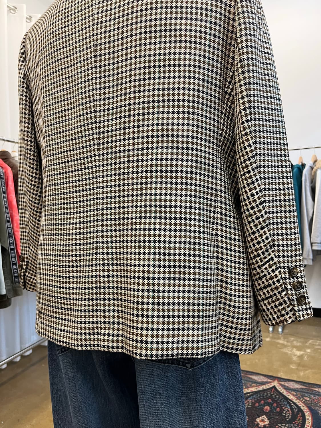 80s 버버리 울 블렌드 체크 테일러드 자켓 상품이미지6