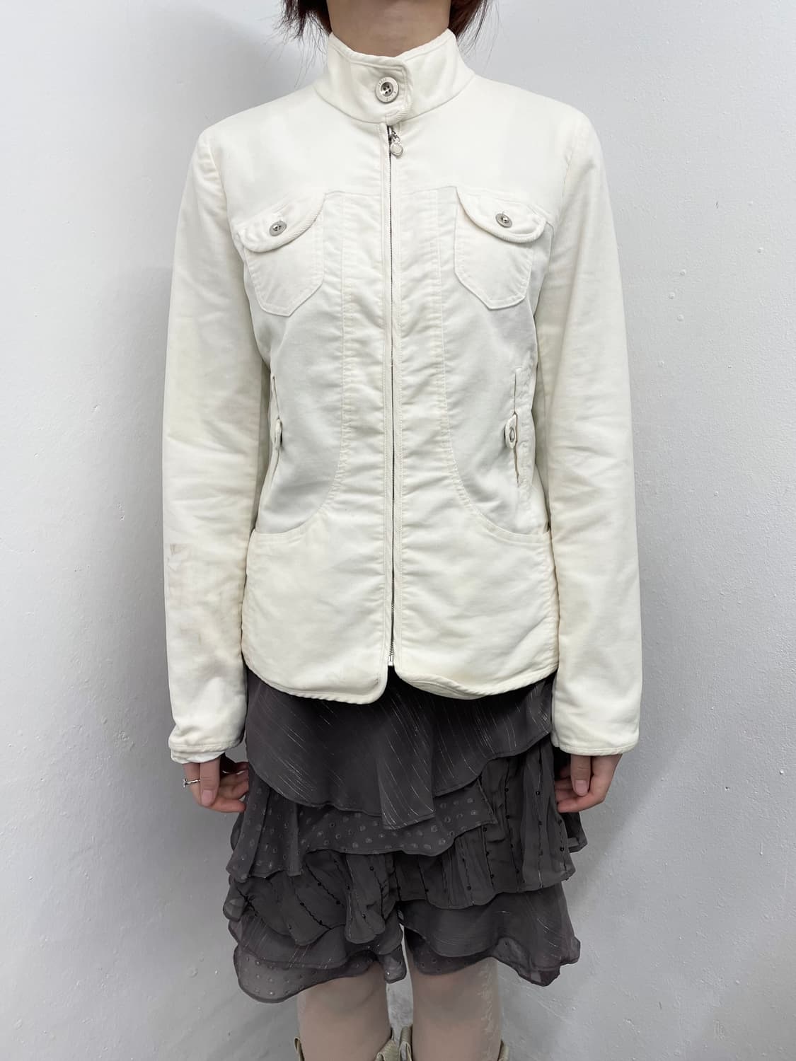 엘르 화이트 포켓 코듀로이 자켓 상품이미지2