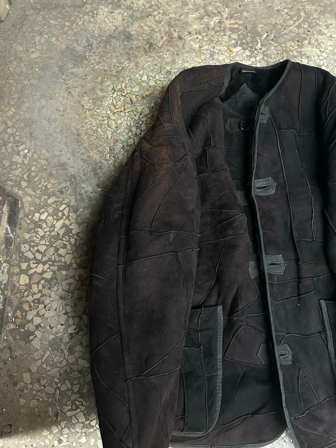 1980s issey miyake 레더 시어링 블랙 자켓  상품이미지3