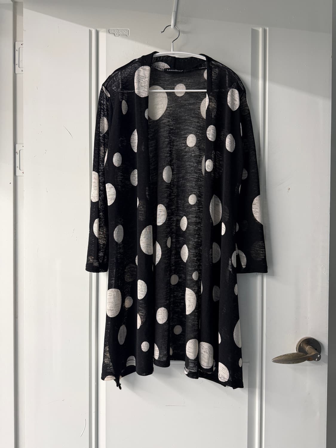 일본빈티지 폴카 도트 롱가디건 로브 상품이미지5