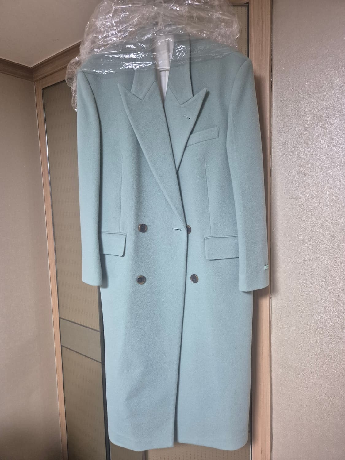 인스턴트펑크 울캐시미어 더블 롱 코트 판매합니다-민트색상 상품이미지2