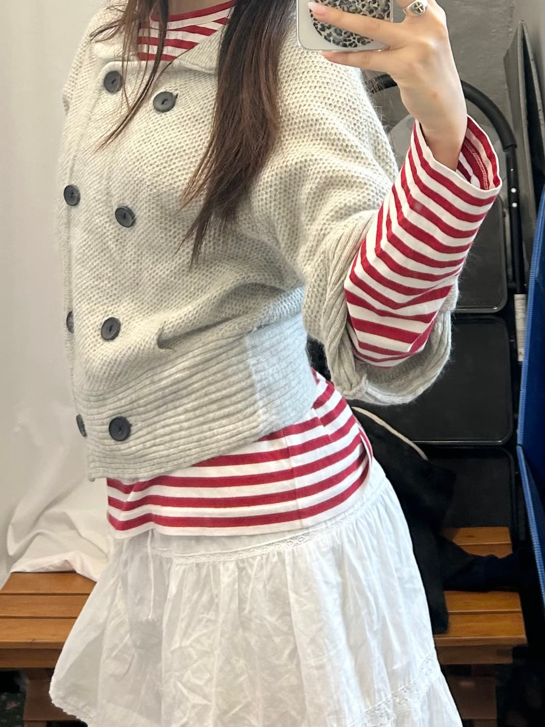 ray beams 코튼 미디 스커트 화이트 상품이미지2