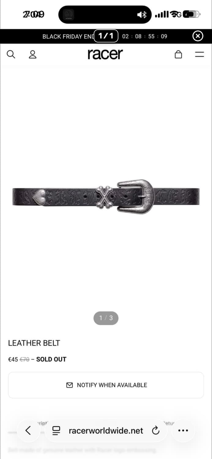 Racer worldwide leather Belt 상품이미지1