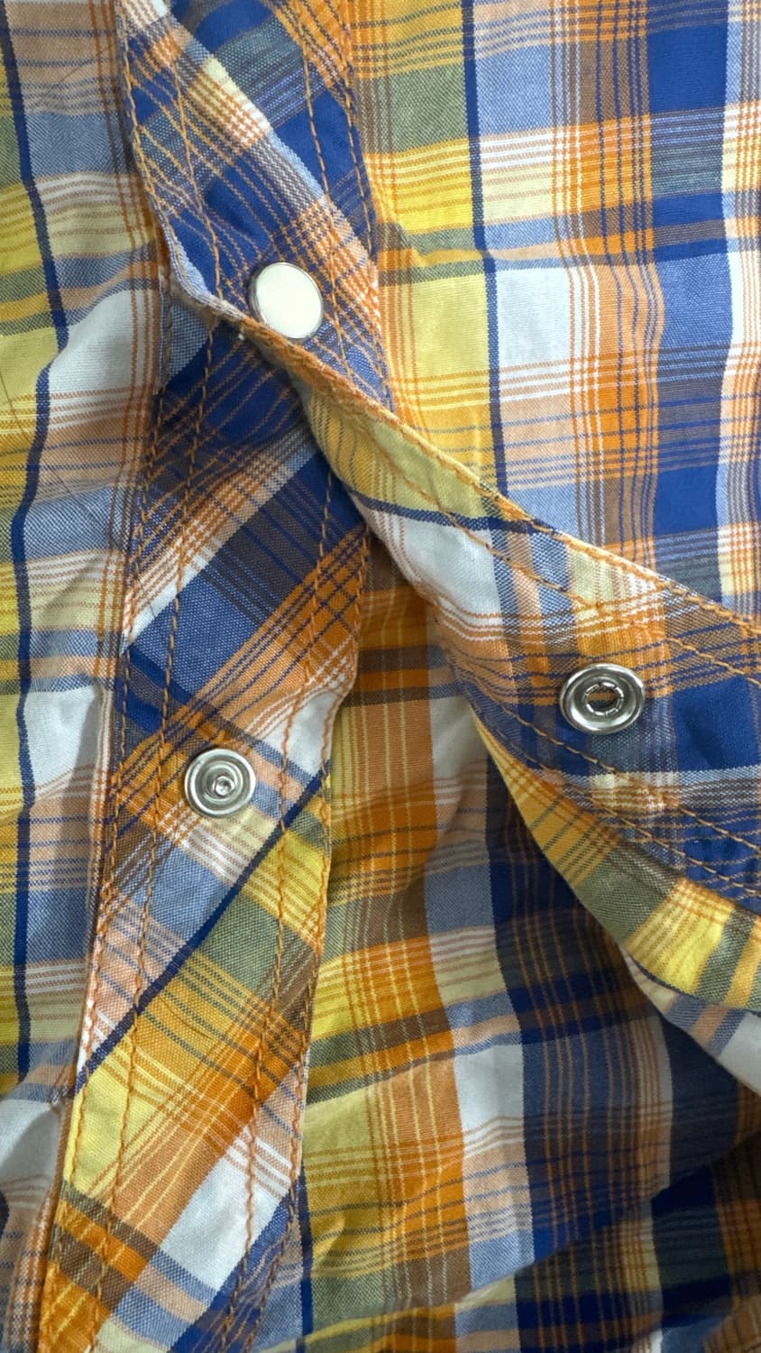 Purple &yellow 체크 반팔 셔츠 상품이미지3