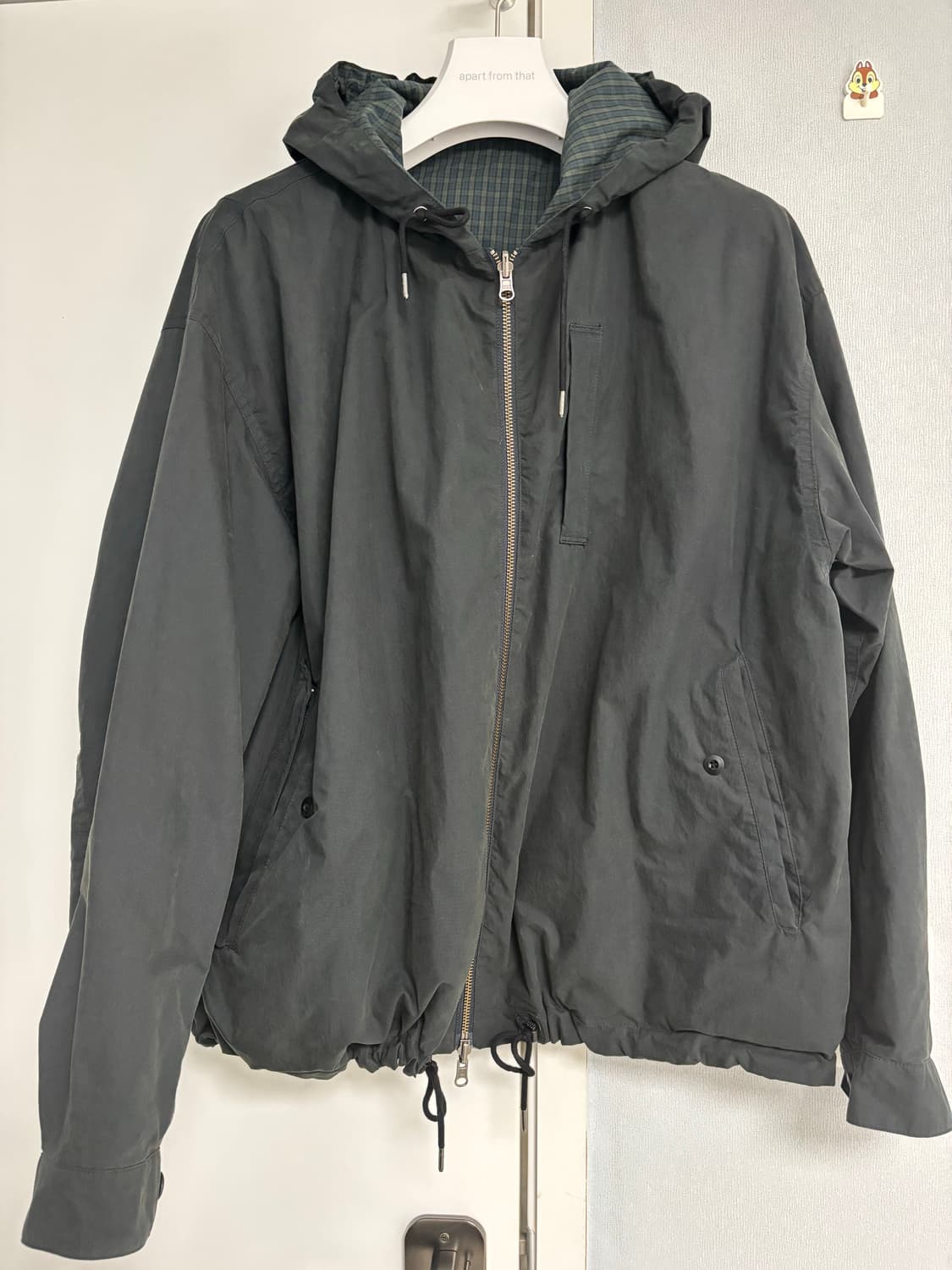 이얼즈어고 체크 리버시블 샌드파카 2/M사이즈 상품이미지4