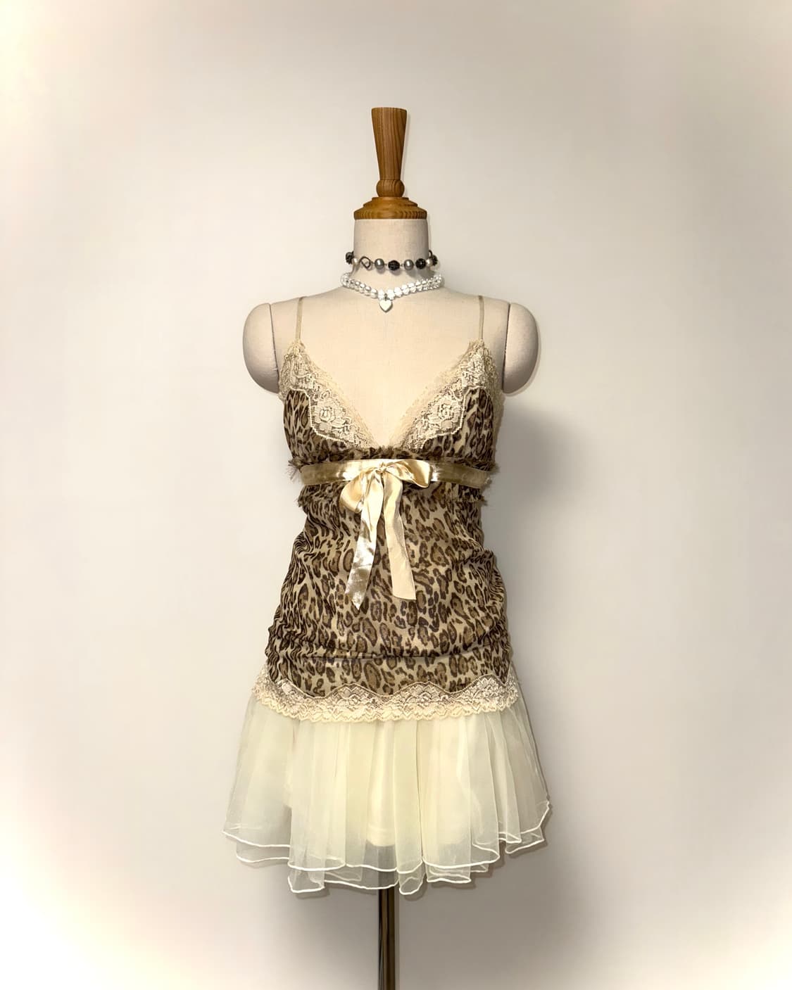 레오파드 리본 갸루나시 상품이미지1