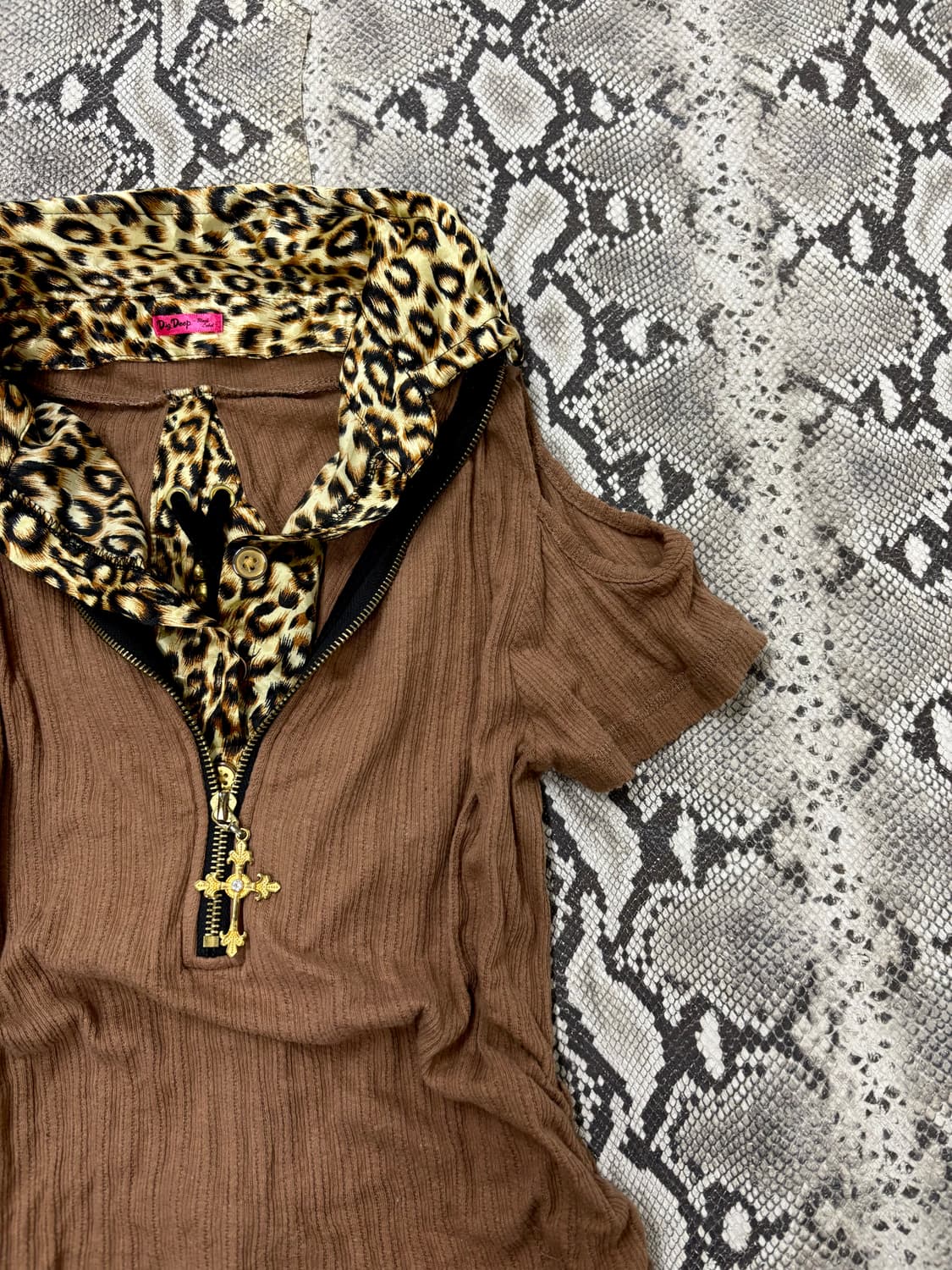  00’s GAL Design Leopard Cross Zipper De 상품이미지3