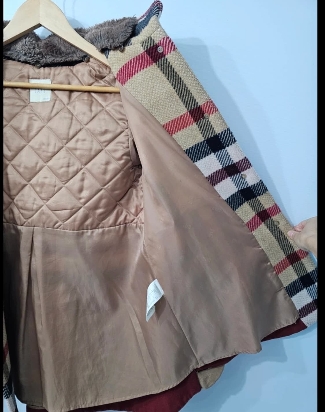 닥스 키즈 주니어 체크 후드 코트 150cm 11~13세 상품이미지7