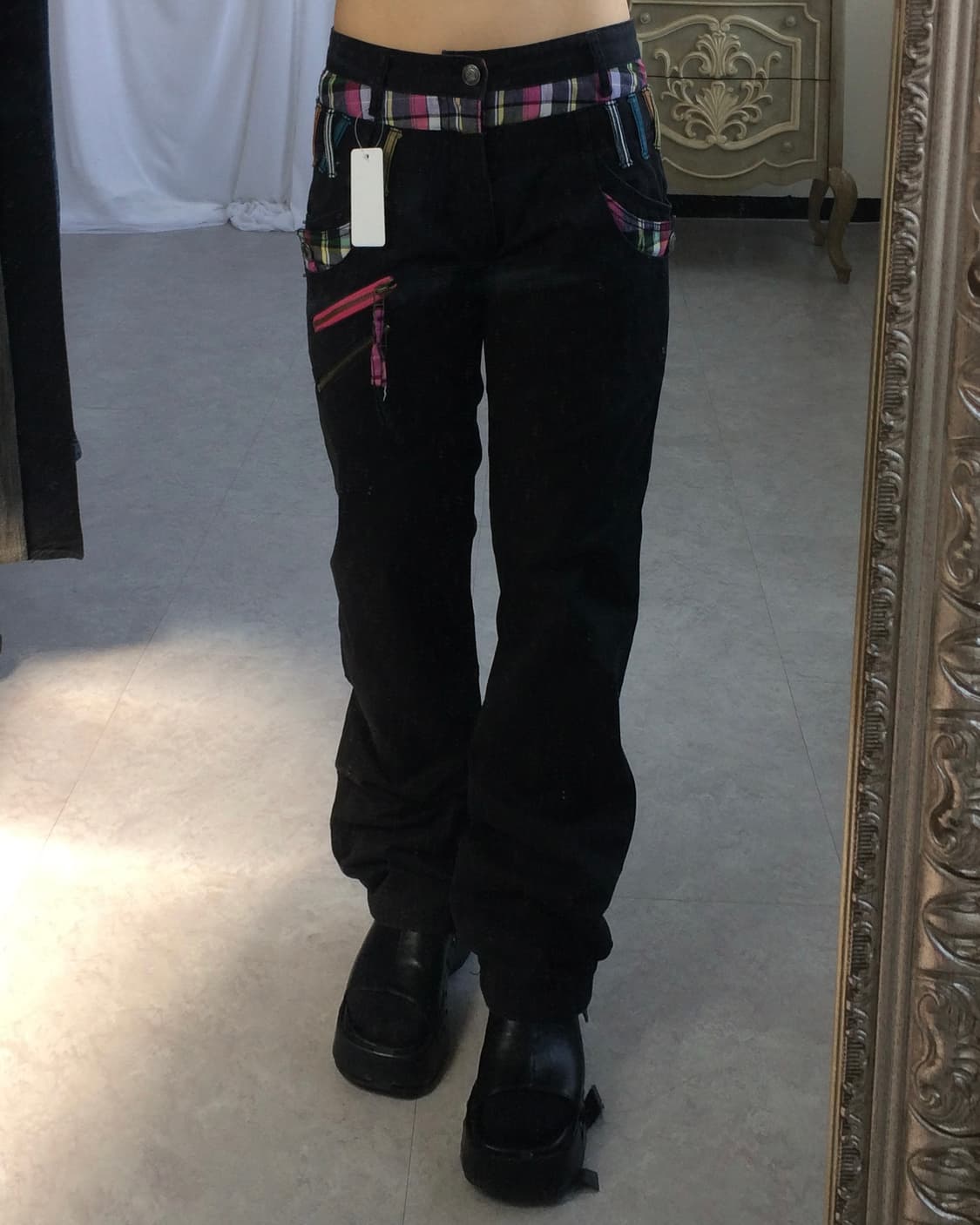 Double waist patch work point pants 상품이미지6