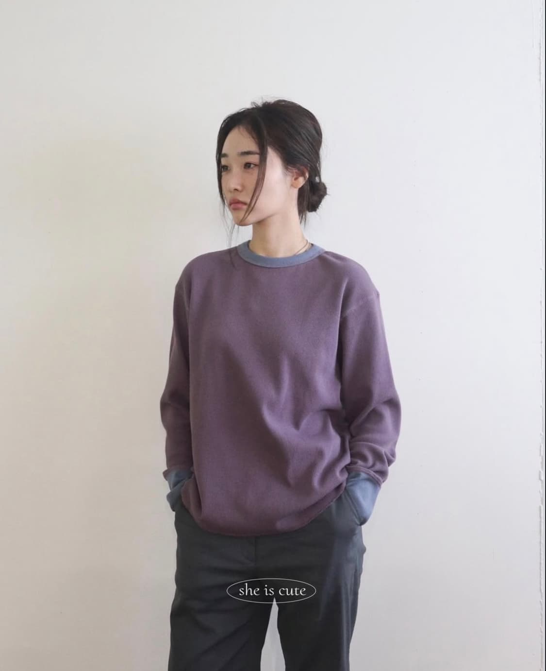 [Sheiscute] Waffle T mauve 상품이미지3