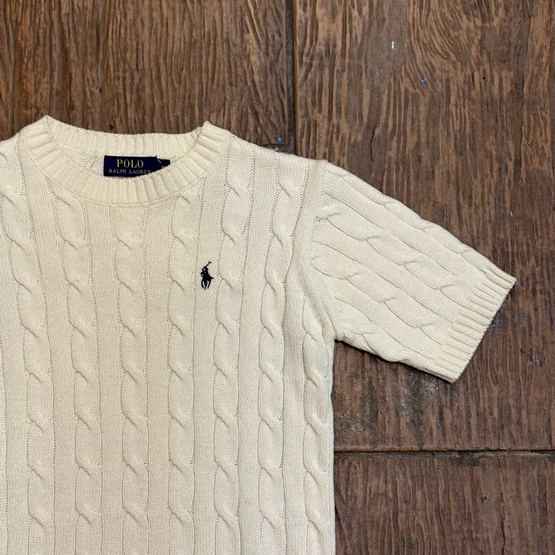 [HI] Polo 폴로 케이블 반팔 니트 화이트 상품이미지3