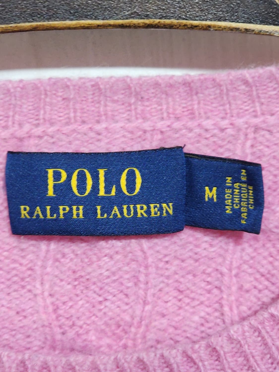 (S) 랄프로렌 폴로 꽈배기 니트 핑크 울 캐시미어 케이블 스웨터  상품이미지3