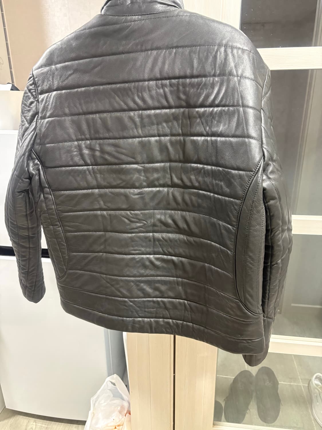 바이커 레더 숏 패딩자켓 블랙 m 상품이미지5