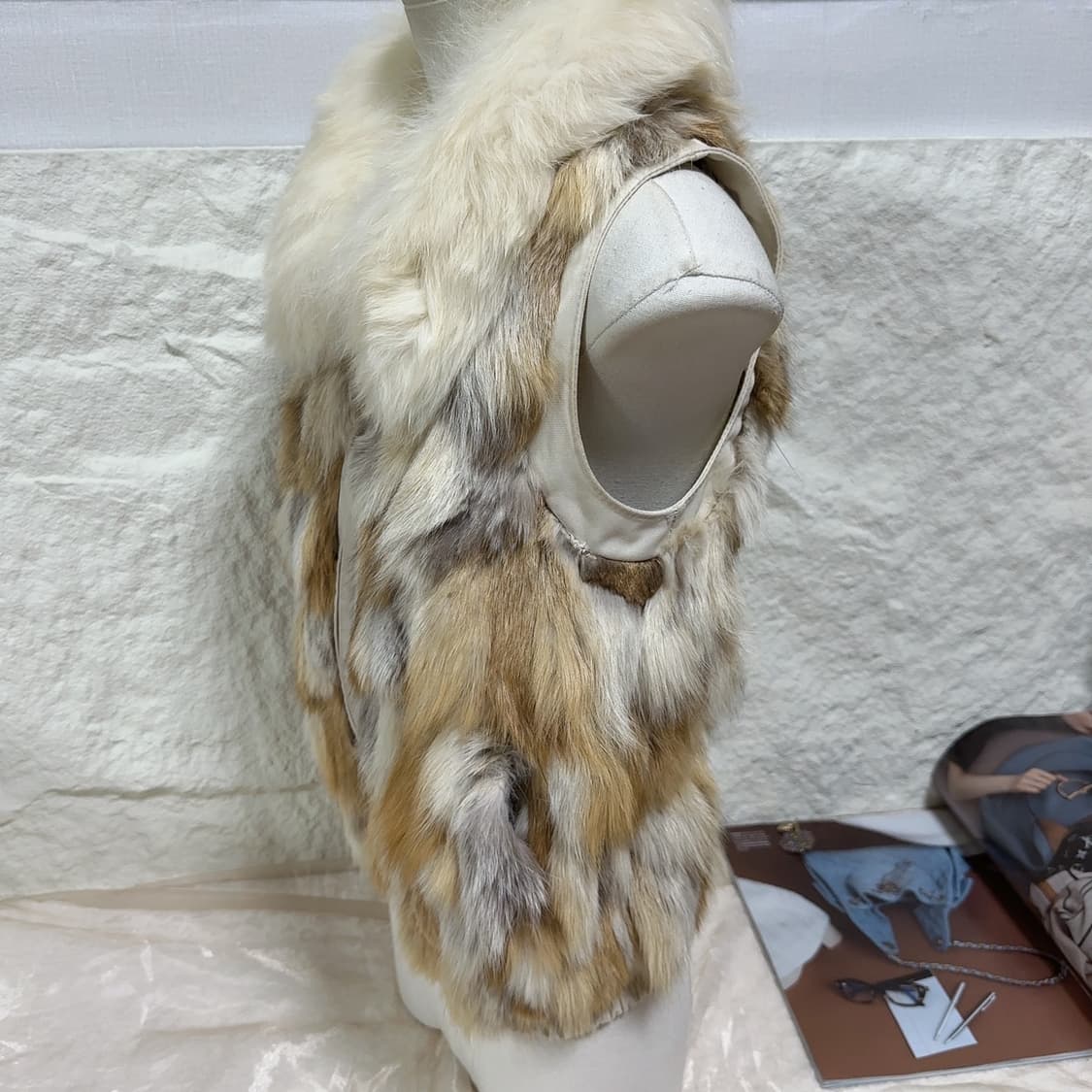 빈티지 붉은 여우털 원색 조끼베스트 상품이미지3