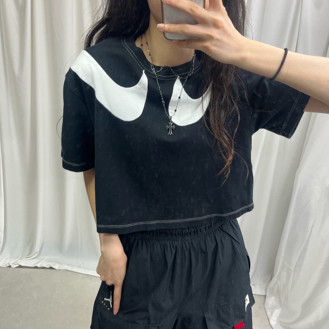 Nike double logo point crop T-shirts 상품이미지3