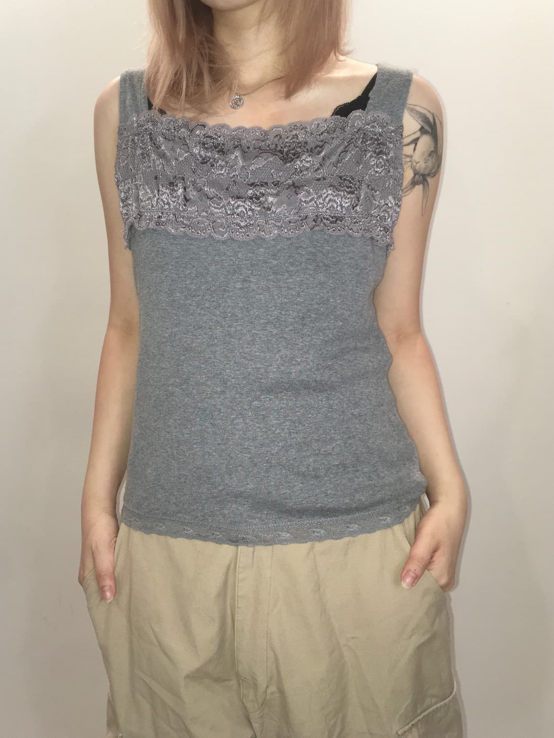 jpn vintage grey lace sleeveless 상품이미지3