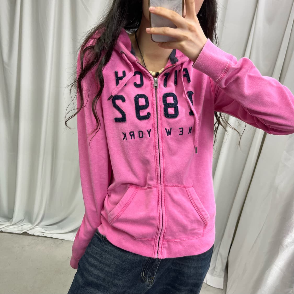 Abercrombie pink hood zip-up 상품이미지3