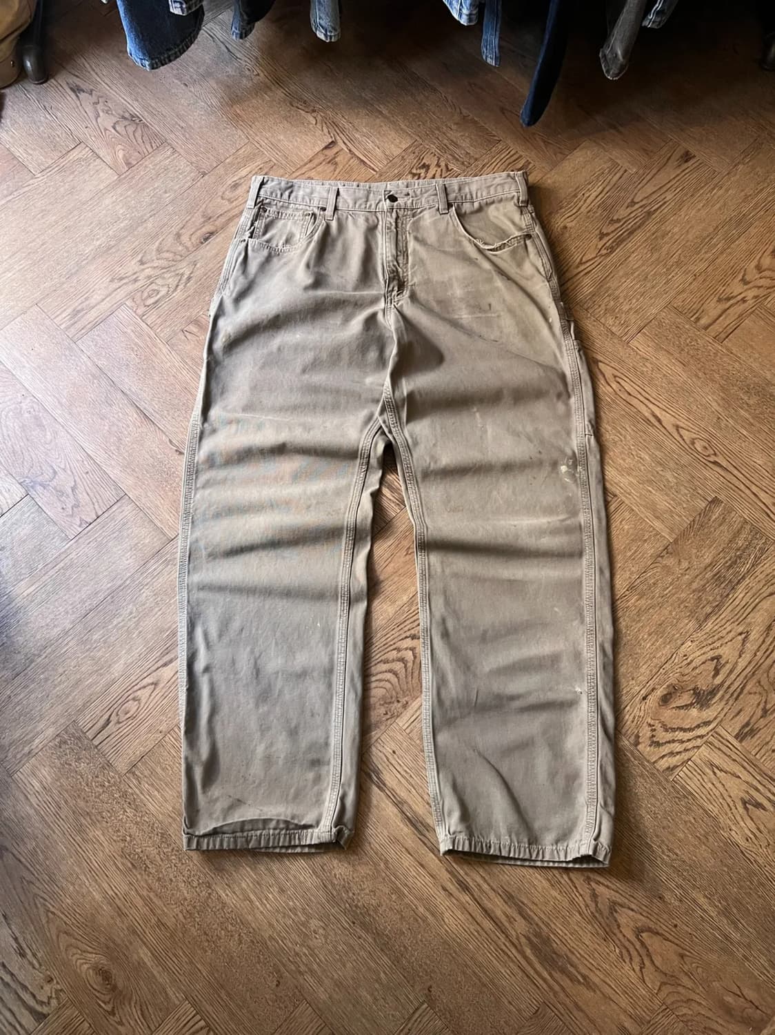 [36]칼하트 USA 더티워싱 머쉬룸 싱글니 카펜터 워크 팬츠 상품이미지1