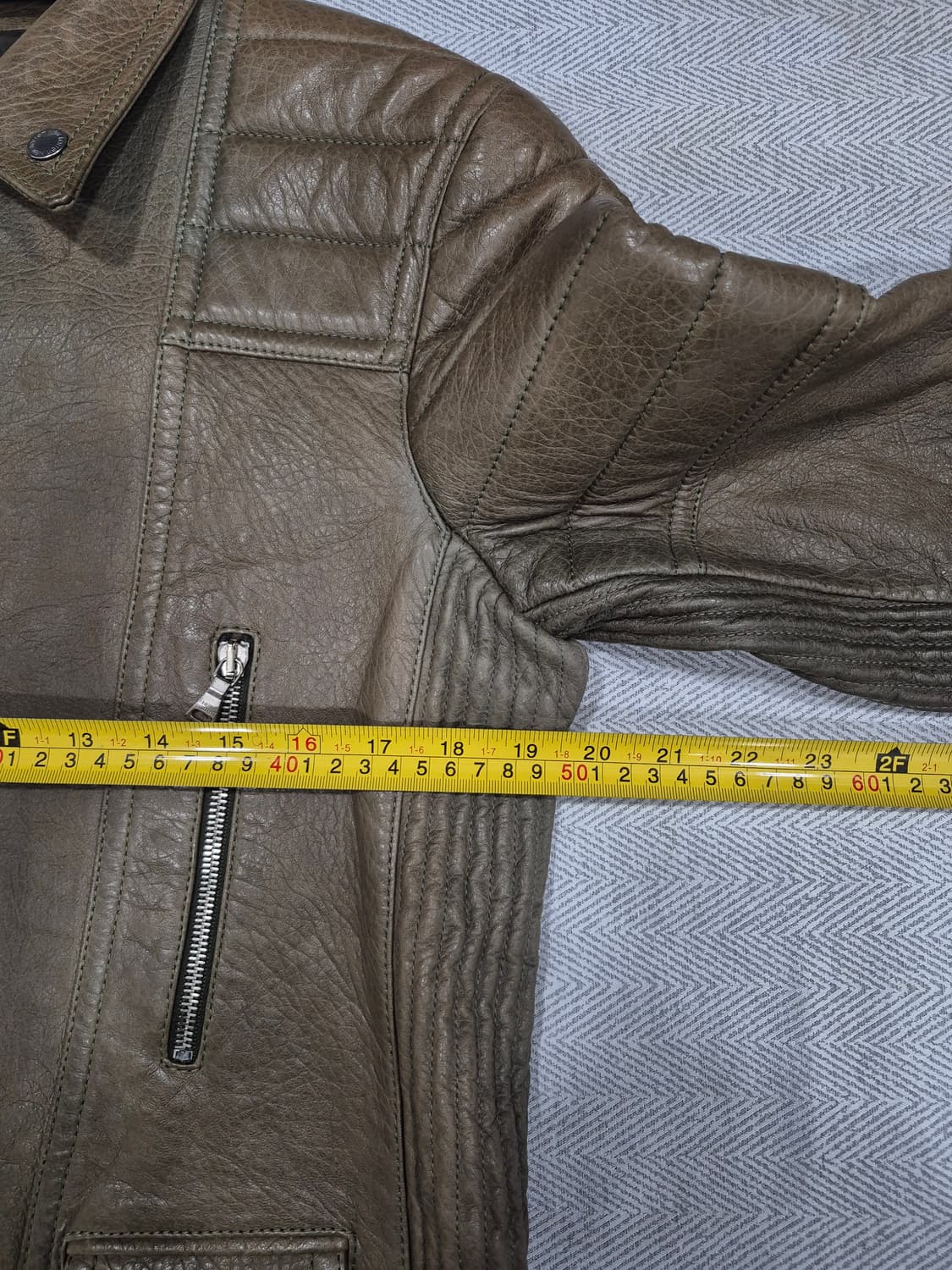 닐바렛 양가죽 브라운 레더  바이커 자켓 남성 90~95사이즈 상품이미지8