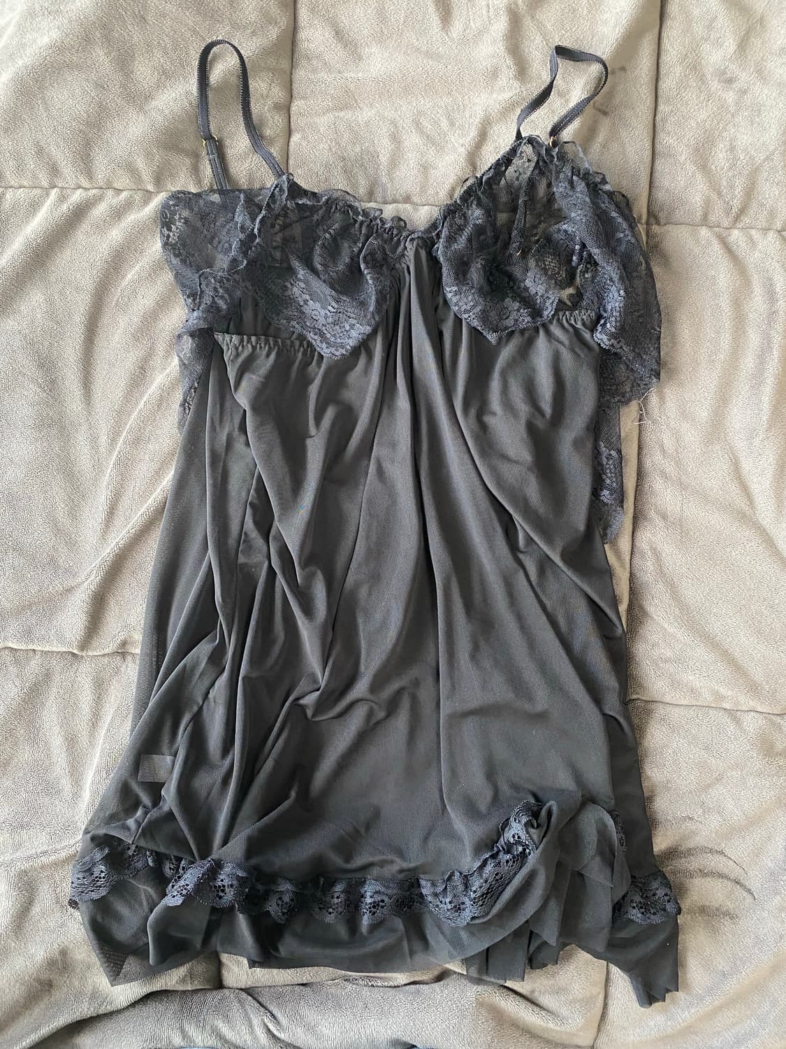 블랙 레이스 시스루 슬립 상품이미지1