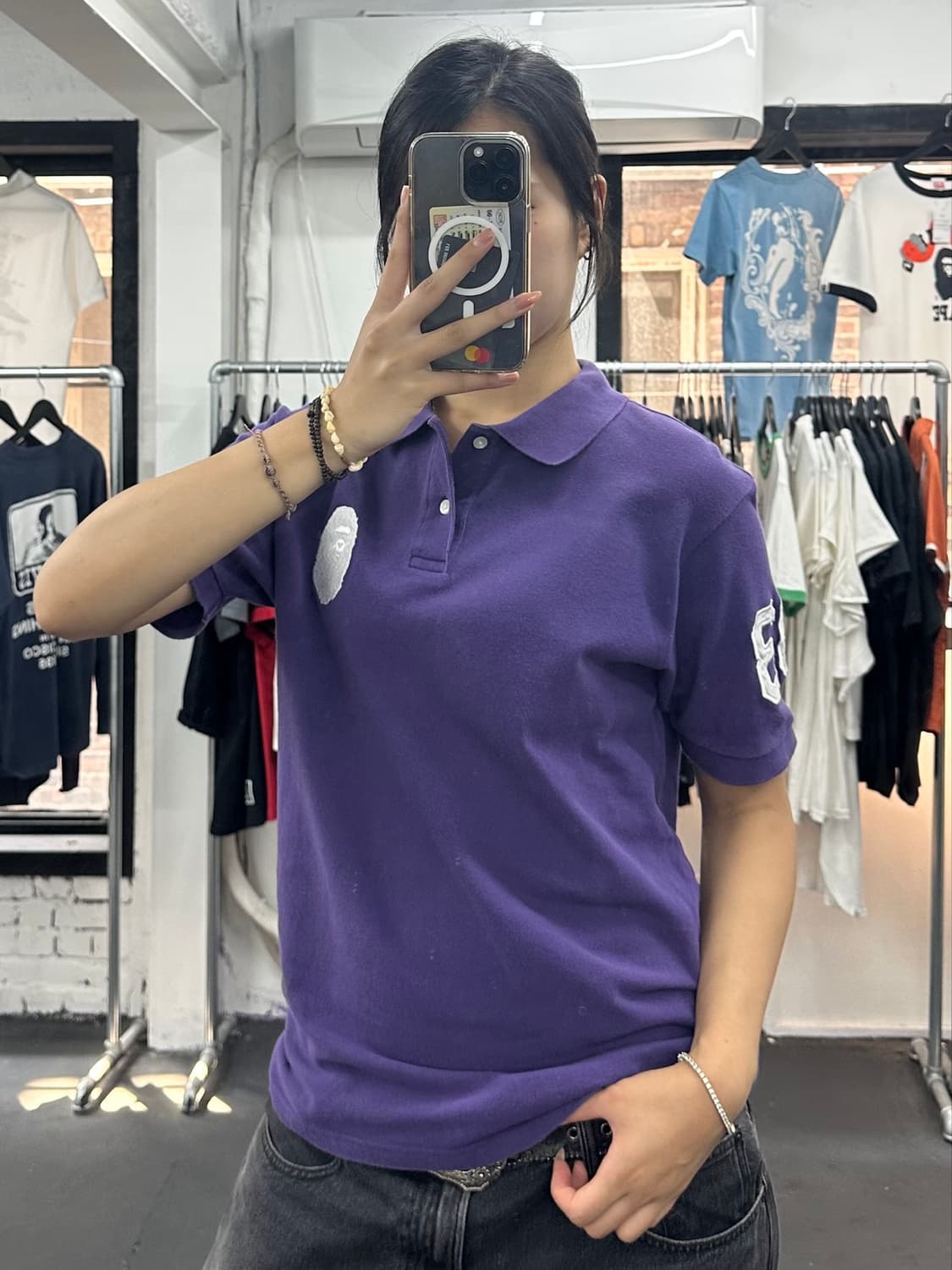베이프 원포인트 퍼플 PK 티셔츠 상품이미지2