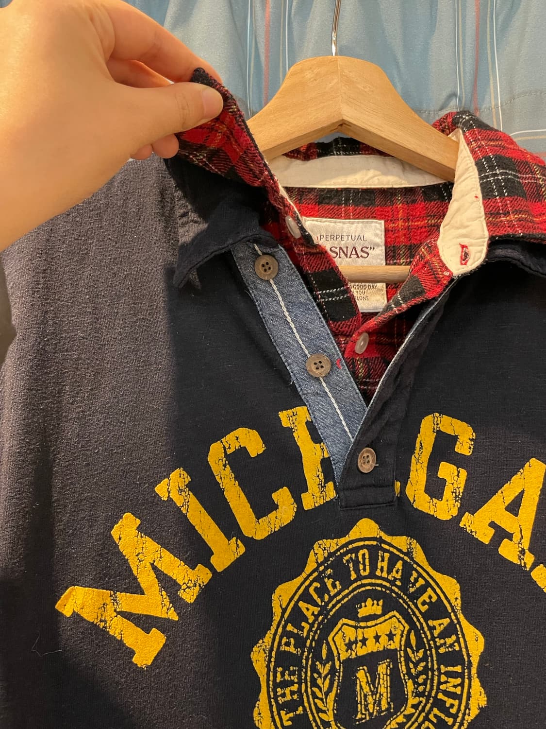 일본빈티지 펑크 프레피룩 레이어드티셔츠 상품이미지2