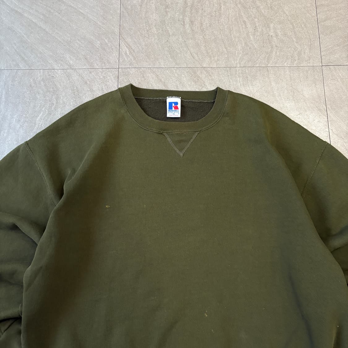 90s 90년대 멕시코 생산 러셀 블랭크 카키 스웻셔츠 상품이미지3
