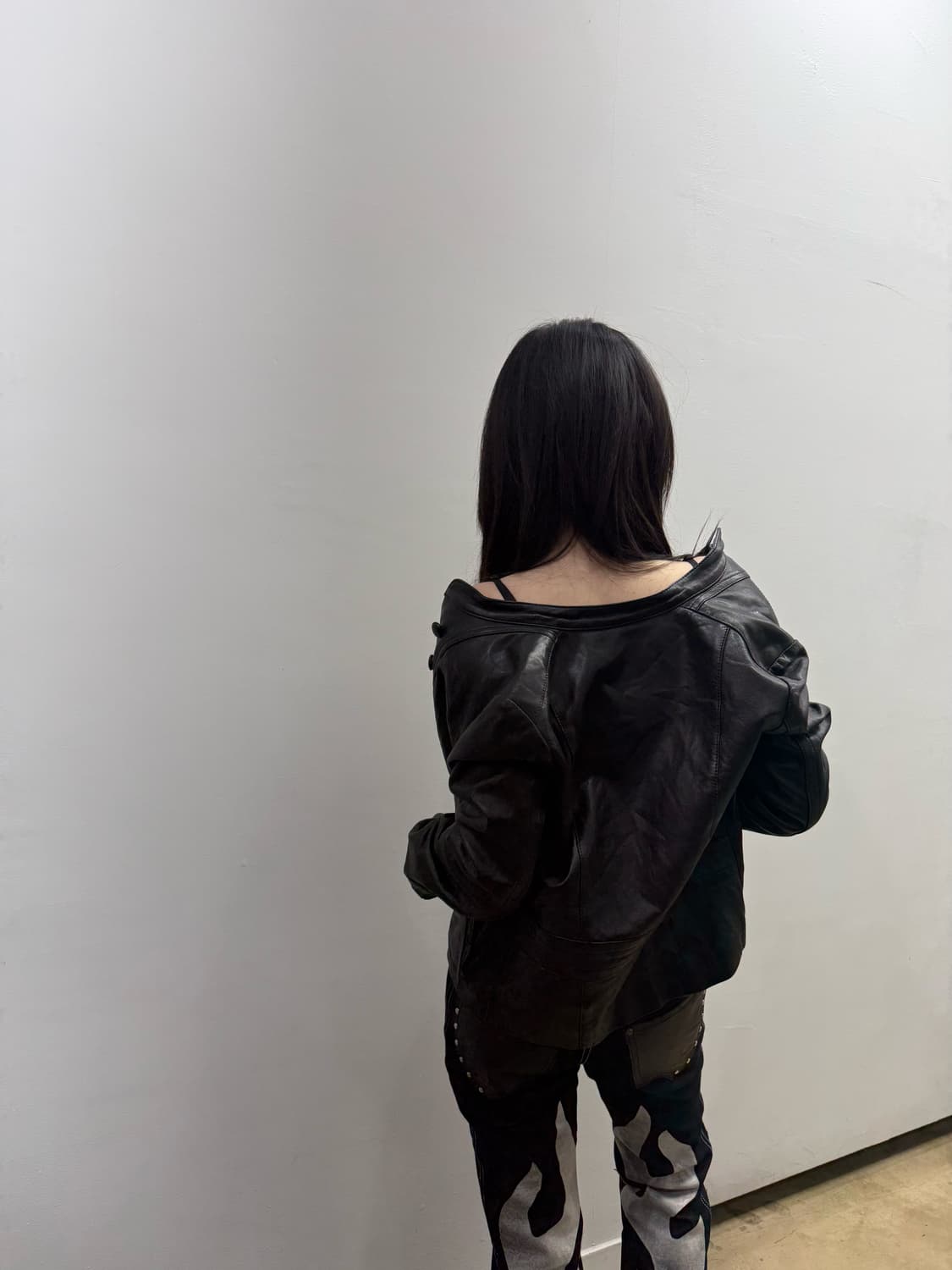 멀티버튼 크롭 리얼레더 자켓 상품이미지6