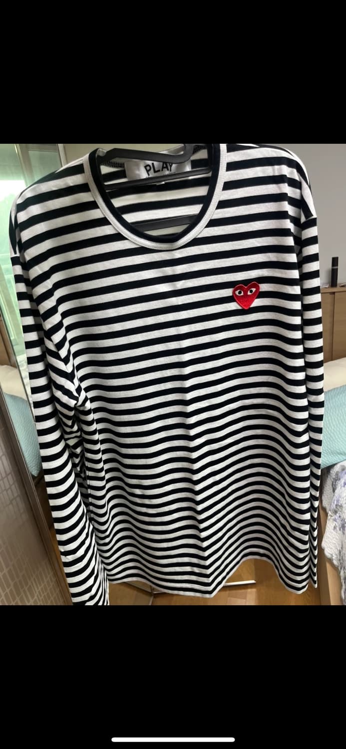 플레이 꼼데가르송 스트라이프 롱슬리브 티셔츠 블랙 화이트 상품이미지2